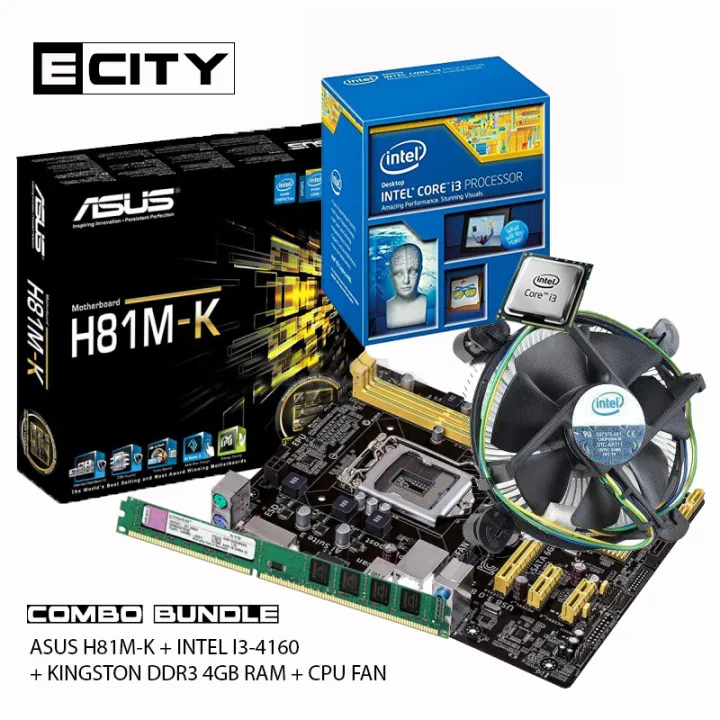 [GAMING PC COMBO] ASUS H81M-K Motherboard + CPU i3-4160 3.6GHz + DDR3 4GB RAM