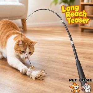 Pet Home-my Telescopic Cat Teaser Wand Interactive Feather Mouse Bell Kitten Self Play Training Pet Toy