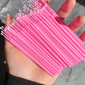 100 Pcs Disposable Mini Mascara Brush Eyelash Cleaner Stick Makeup Brush Removal Cotton Swab Brush Eyelash Extension Individual Lash Removing Swab Micro Brush Tool M