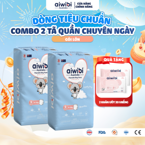 [Combo 2] Tã/Bỉm Quần Aiwibi Tiêu Chuẩn Cho Bé Thoáng Khí Thấm Hút Nhanh - Gói Lớn M/L/XL/XXL