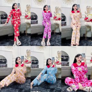 Đồ ngủ nữ đẹpPijama Lụa Satin Tay Dài quần dài Freesize dưới 56kg