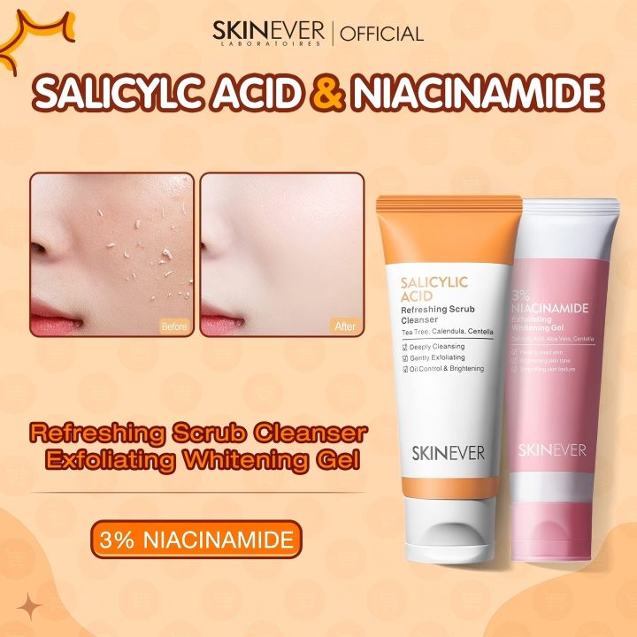 SKINEVER Salicylic Acid & Niacinamide Exfoliating Scrub Cleansing Oil Whitening Soothing Refreshing