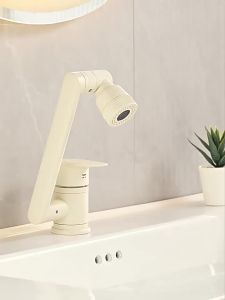 SXH Includes installation of an ultra-low-profile cream-colored faucet for a washbasin in white for hot and cold water suitable for bathroom sinks and washbasins made of fine copper
