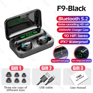 F9-5 TWS Bluetooth Earphones with Microphone 9D HiFi Stereo Bluetooth Headset Wireless Earbuds Wireless Earphone