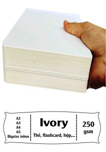 (Nhận cắt kích thước yêu cầu) Giấy Ivory 250gsm a3 a4 a5 a6 làm flashcard hộp quà thẻ trắng chữ đơn chữ đôi