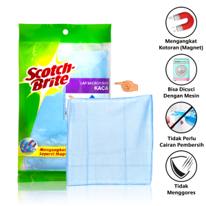 3M™ Scotch-Brite® Kain Lap Microfiber Kaca Efektif mengangkat debu & kotoran seperti magnet 1 pc 30x30cm Untuk menangkap debu & kotoran pada kaca & cermin