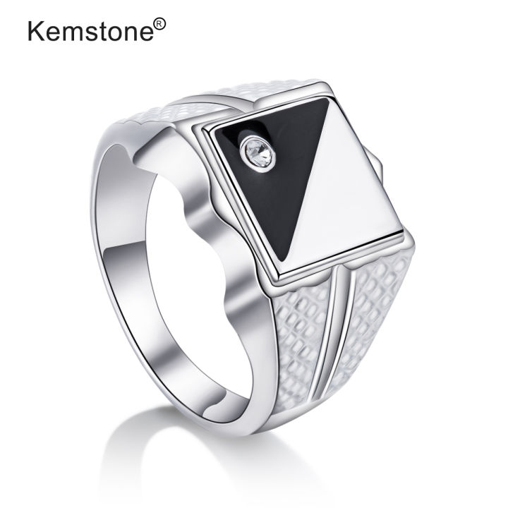 Kemstone Fashion Crystal Black Silver Ring Cool Ring For Men Lazada PH