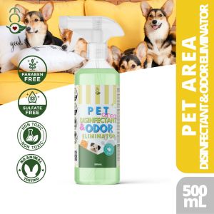 Eco Premium Pet Area Disinfectant & Odor Neutralizer 500mL Controls Cat Dog Pet & Human Smells from Carpet Furniture Mattresses Grout and Pet Bedding & Concrete. Biodegradable