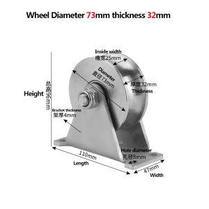 Groove Wheel Pulley Stainless Steel U/V/H Groove Pulley Block Silent Pulley with Detachable Double Bearing for Angle TrackIndustrial MachineRolling Gate Heavy Duty Casters