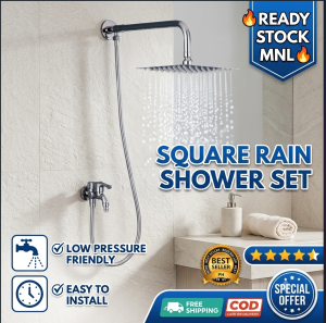 Dermaid Complete Shower Set Stainless Steel 2-Way Faucet Rain Shower Head Hose Arm Shower