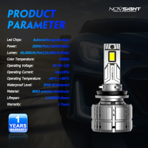 Novsight N60 LED Car Headlight 9005 9006 9012 H4 H7 H11 D Series LED Headlight Bulb Kit High/Low Beam 6500K Extremely Bright 200W 40000LM Plug&Play 2Pcs 1 Year Warranty Free Shipping