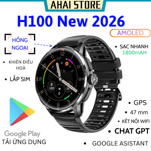 Đồng hồ H100 New 2026 lắp sim camera xoay tải ứng dụng xem video lướt mạng xã hội chơi game AHAI STORE