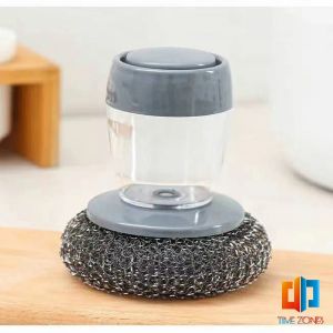 Time Zones  ฝอยขัดหม้อสแตนเลส ขัดกะทะ ที่จับสามารถใส่น้ำยาล้างจานได้   Dishwashing brush