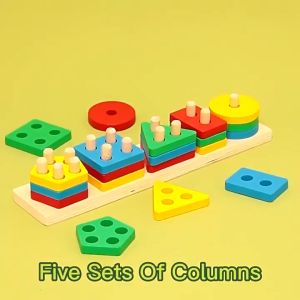 #SL-020 Early Learning Educational Wooden Puzzle Toys For Kids Shape Color Sorting Stacking Building Blocks Toy