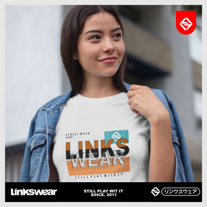 Linkswear T-Shirt Original Kaos Distro Cotton 24s Premium Limited Edition Baju Oversize Pria Wanita Keren-Putih LNK003