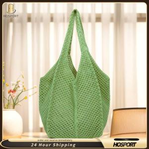 【HOSPORT】 Women Crochet Tote Bag Hollow Out Tote Bag Casual Handbag for Travel Vacation