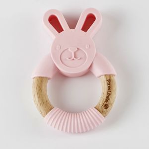 Forest Baby Silicone and Wooden Teether (BELLA THE BUNNY) Plastic-Free 100% Food-Grade Safe for Babies Eco-friendly