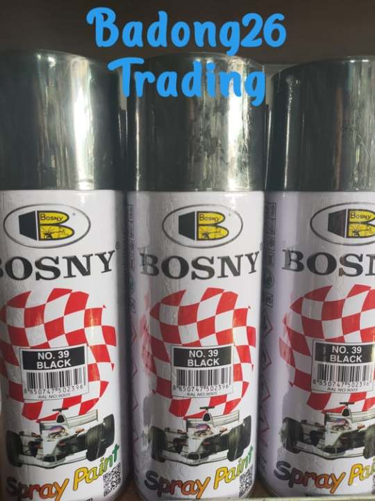 BOSNY SPRAY PAINT COLORS BLACK FLAT BLACK WHITE CLEAR SILVER