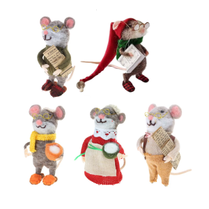Realistic Needle Felt Mouse Figurine Christmas Decoration Cartoon Wool Felted Mice Dolls for Party Themes Ornament Gift
