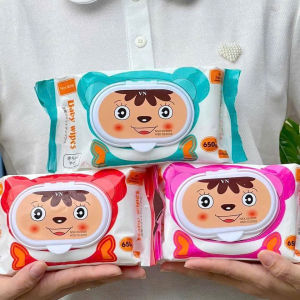 Thùng 10 bịch khăn giấy ướt BABY WIPES 650grs không mùi không parapens