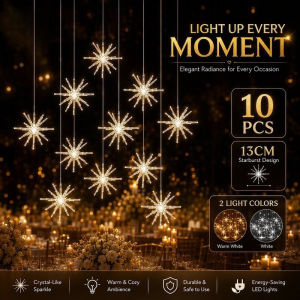 10PCS Sea Urchin String Lights 13cm LED Starburst Hanging Ceiling Decor for Wedding Party Xmas Event