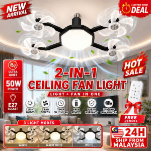 LED Ceiling Fan With Light 2 In 1 Fan Lamp 50W E27 Silent Ceiling Fan Remote Control 3 Speed Bedroom Living Room Home
