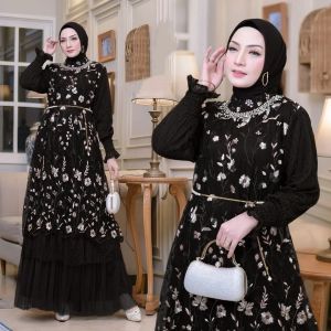 Aira Dress Matt Brokat tille bordir + brokat chantily Size XL Dress Wanita Kondangan 2025 Murah COD