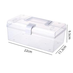 Transparent Plastic Medicine Storage Box with Handle First Aid Carrying Case Household Large Capacity Storage Box Cosmetics Storage Box Nail Polish Storage Box
