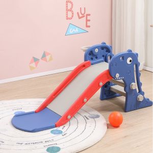 New Foldable Baby Indoor Multifunctional Slide with Basketball Stand Room Childrens Slide Set