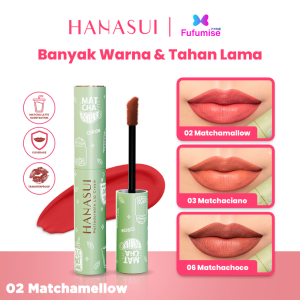 HANASUI Mattedorable Lip Cream Matcha Latte Edition | Lip Cream | Tahan Lama | Mengandung Vit.E & Olive Oil | FUFUMISE