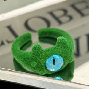 SIGVARD - Cincin Monster Kucing Mata Besar Beludru Karakter Kartun Aksesoris Fashion Lucu  CCN01