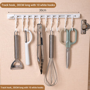 Multifunction Kitchen Storage Hook Self Adhesive Track Wall Hanging Hook Sliding Cabinet HangerHanger Home Window Organizer