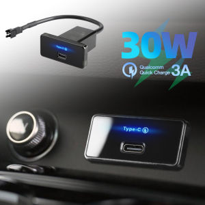 12V-24V 30W 1 Port USB Outlet PD3.0 Fast Charging Type C Charger Socket Blue Light for Car Marine Truck Boat ATV Motorcycl RV