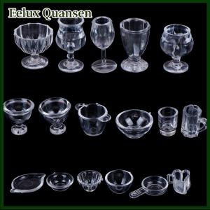 Eelux 17 cái bộ 1:12 Dollhouse thu nhỏ trong suốt bộ đồ ăn DIY giả vờ chơi đồ chơi