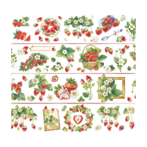 Flower Decorative Tape 60mmX2Meter Water Resistant Adhesive PET Tape for Art Craft Scrapbooking Journal Photo Album