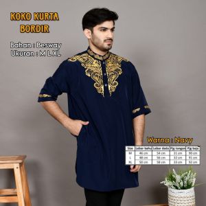 (COD/BRITTANY STORE) New Baju Koko Kurta Bordir Pria Lengan Pendek / Kurta Pria Pakistan / Kurta Tangan Pendek / Baju Koko Muslim Pria / Koko Kurta Pria Dewasa / Baju Kurta Pria Terbaru / Koko Kurta Pakistan Pria / Koko Qurta Bordir Pria Terbaru M L XL
