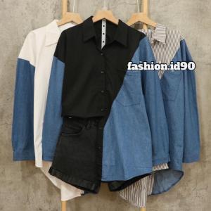 FASHION.ID90 KEMEJA KOMBINASI KATUN JEANS 678 / 9045 / 9046 / 9044 TERBARU