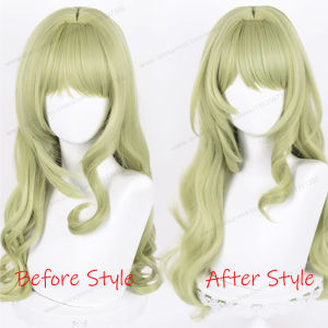 SHUNAICHI Mobius วิกผมคอสเพลย์ยาว80ซม. ผมสีเขียวหยิกคอสเพลย์อนิเมะ honkai impact 3คอสเพลย์วิกผมสังเคราะห์ทนความร้อน