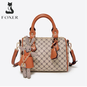 FOXER Ladies Messenger Pillow Bag Women Fashion Shoulder Crossbody Bag Fabric Signature Printing Logo Brand Tote Versatile Purse