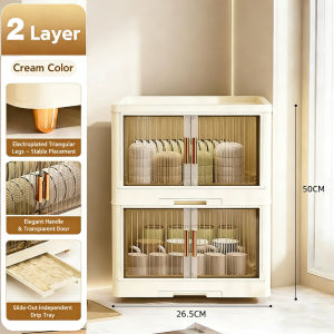 Space-Saving Foldable Dish Drying Storage Cabinet – High-Quality Food-Grade PP Dust-Proof Magnetic Closure No Tool Assembly Perfect for Small Kitchens Condos & Rental Spaces to Keep Tableware Organized