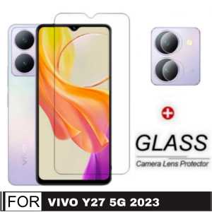 Promo Paket 2 in 1 Tempered Glass Vivo Y100 5G / Vivo Y200e 2024 / Vivo Y17s / Vivo Y27 4G / Vivo Y27 5G 2023 / Vivo Y16 2022 Anti Gores Layar Bening + Lensa Kamera