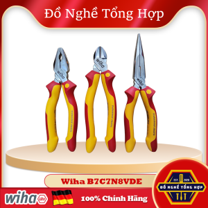 Combo 3 Kìm/ Bộ 3 Kìm Bằng Cắt Nhọn Cách Điện 1000 Volt Wiha B7C7N8VDE [chính hãng Đức/ Germany]