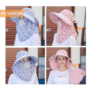 【PCWFKef】 Nữ mùa hè Sun hat UV bảo vệ đi xe đạp lớn vành hat với cổ Flap khăn choàng mũ ngoài trời bảo vệ có thể tháo rời mặt lưới thoáng khí cap