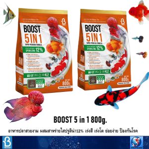 BOOST 5 in 1 800g.(อาหารปลาสวยงาม ผสมสาหร่ายไสปรูลิน่า12% เร่งสี เร่งโต ย่อยง่าย ป้องกันโรค)