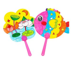 DIY Art Craft Coloring Cartoon Hand Fan Craft Kindergarten Creative Drawing Gift Party Gift Birthday Party Present