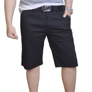 Celana Chinos Pendek Pria Katun Hitam Abu Cream Distro - Size 27-38 - Kain Tebal Mocca Panjang Nyaman Shorts Casual Muda