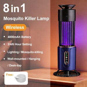 8 in1 Mosquito Killer Lamp Wireless 4000mAh UV LED Electric Insect Killer Effective Mosquito Zapper Safe Non-toxic 2000V