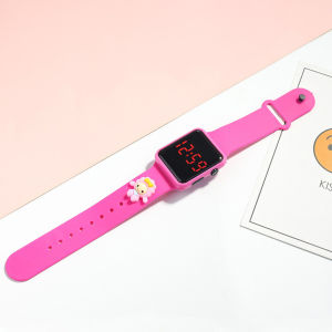 🔥Orfila Square Children Cute Doll Watch LED Electronic Sports Watch Cute Cartoon Wristband Childrens Watch COD