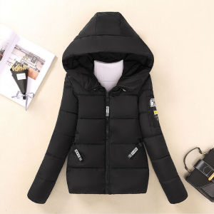 Cotton-padded jacket women winter 2021 winter Korean version of loose hooded small mid-length printed cotton-padded jacket padded jacket womens clothing