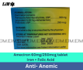 Ameciron iron and Folic acid 60mg/250mcg tablet -  100 tablets. 